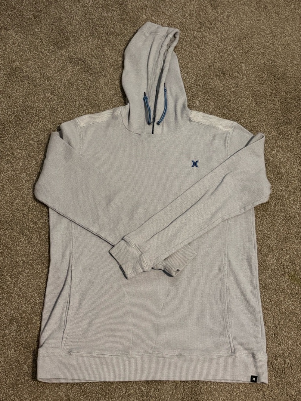 Hurley Light Gray Men's Hooded Pullover with Navy Logo